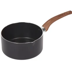 Casserole noire manche effet bois Ø 18