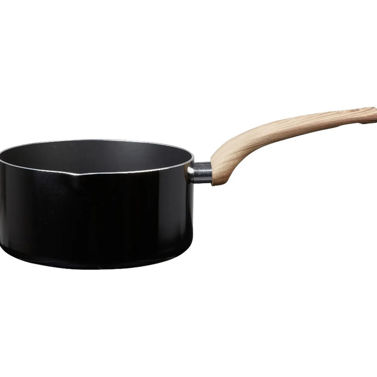 Casserole noire manche effet bois Ø 20