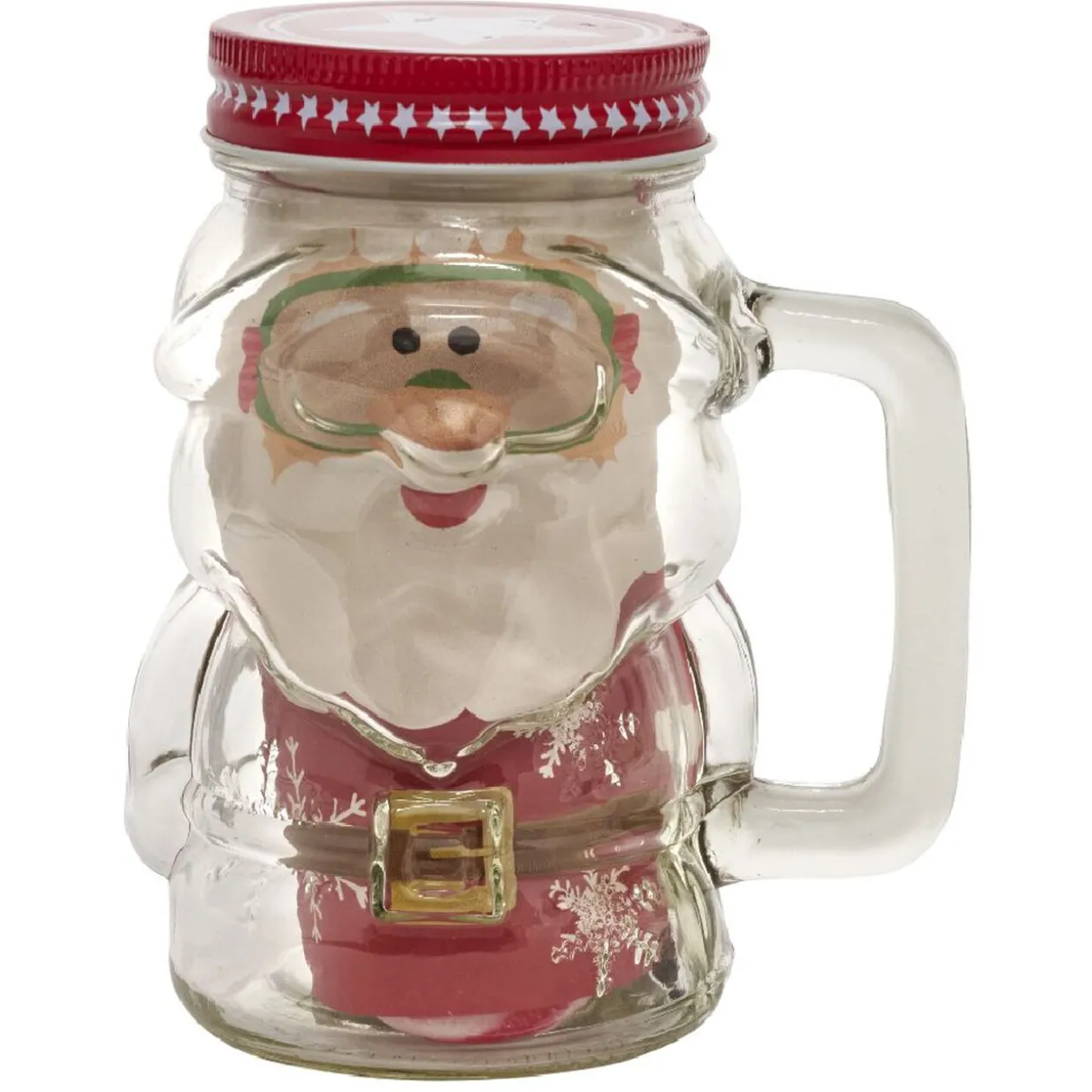 Chope en verre père Noël avec cookies et sucre d'orge