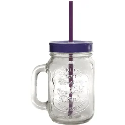 Chope transparente avec couvercle coloré et paille X 6