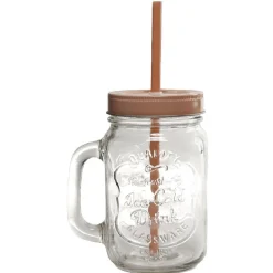 Chope transparente avec couvercle coloré et paille X 6