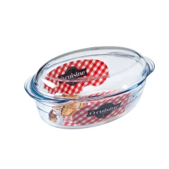 Cocotte ovale en verre transparent 4 L