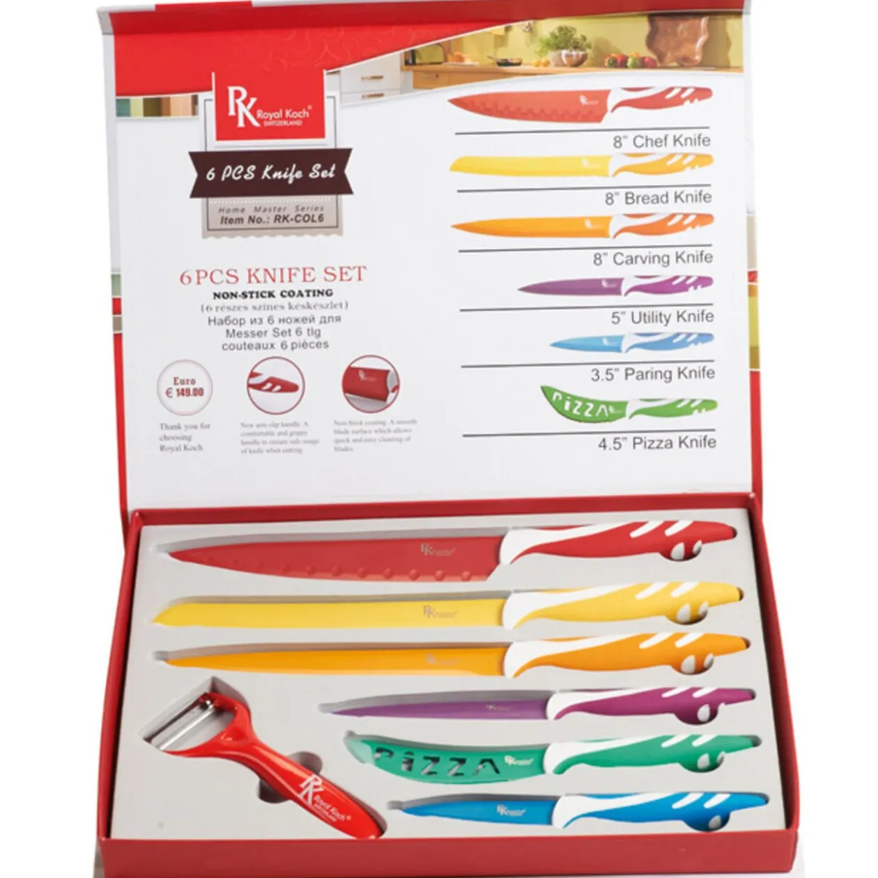 Coffret 6 couteaux et éplucheur