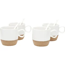 Coffret de 4 tasses expresso blanc et naturel