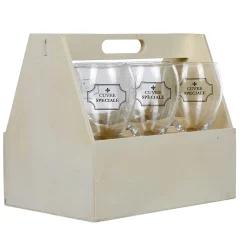 Coffret en bois avec 6 verres à vin "cuvée spéciale"