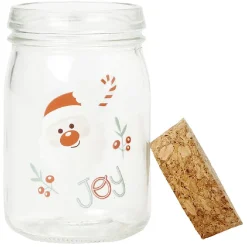 Coffret mini bocal en verre motif Noël couvercle liège x6