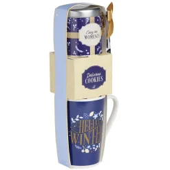 Coffret mug et accessoires bleu et blanc 12x29x8cm