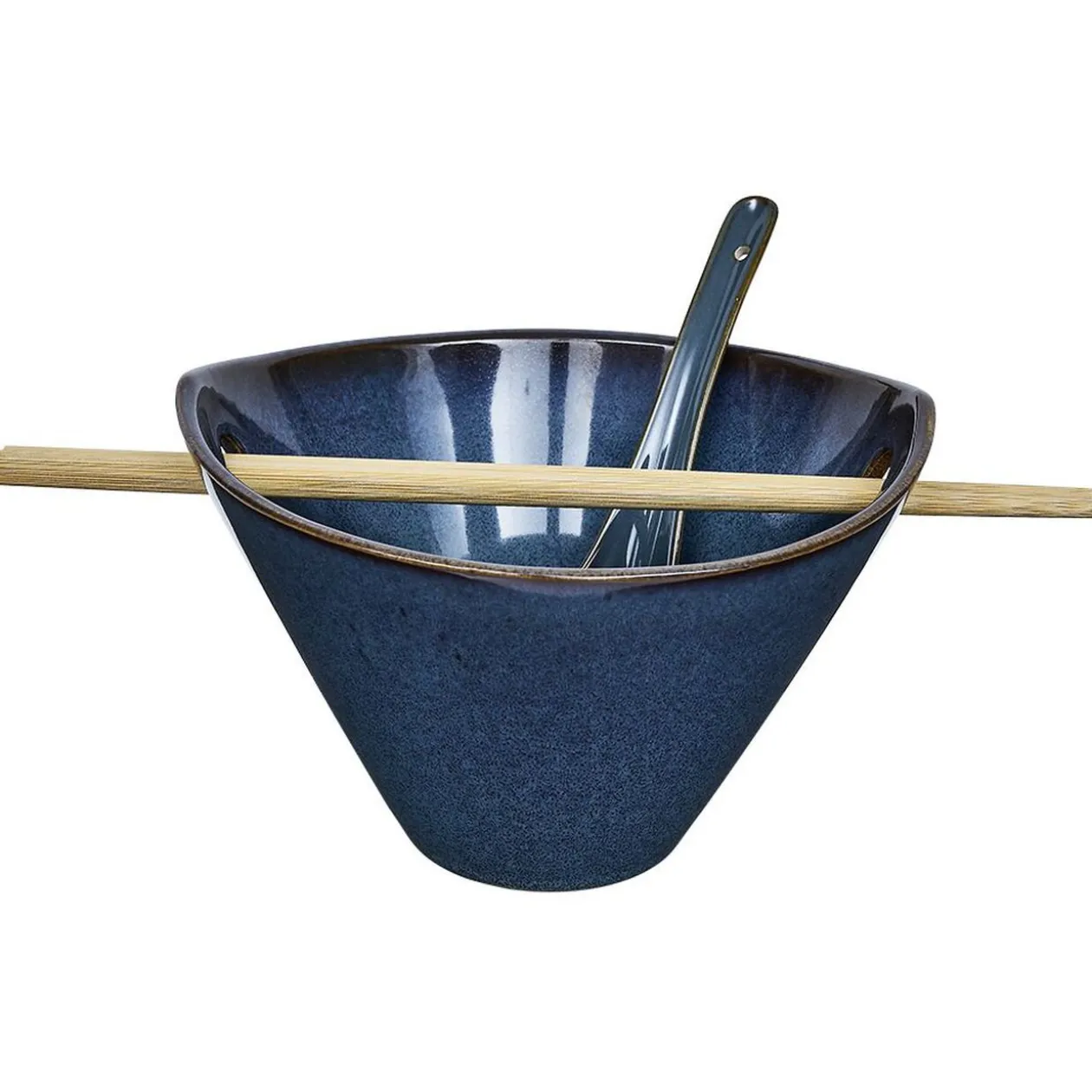 Coffret ramen en grès bleu