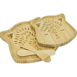 Coffret repas enfant 4 pièces bambou design chat