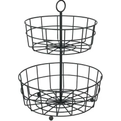 Corbeille à fruits 2 niveaux métal noir Ø28xH38cm