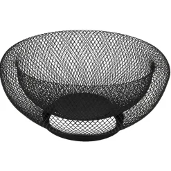 Corbeille ronde en métal grillagé noir