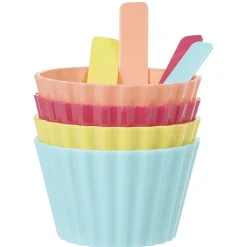 Coupelle à glace avec cuillère multicolore x4