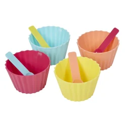 Coupelle à glace avec cuillère multicolore x4