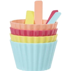 Coupelle à glace avec cuillère multicolore x4