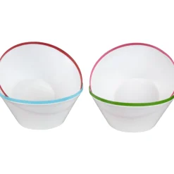 Coupelle blanc bord coloré x4