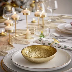 Coupelle en verre 200ml motif branches de sapin Ø12xH4,5cm - 3 coloris