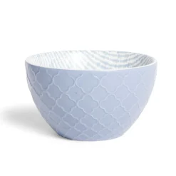 Coupelle porcelaine motif tissé blanc et bleu pastel Ø13xH7,2cm
