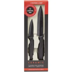 Couteau d'office et cuisine lame céramique x2