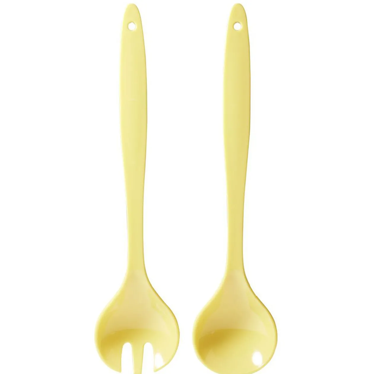 Couverts à salade en plastique jaune x2