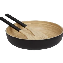 Couverts à salade noir en bambou x2