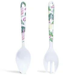 Couverts à salade oiseau tropical en plastique