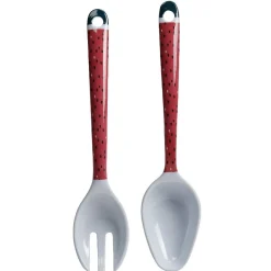 Couverts à salade style tropical manche motif pastèque x2