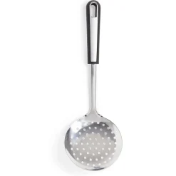 Écumoire en inox avec manche en plastique noir L.35cm