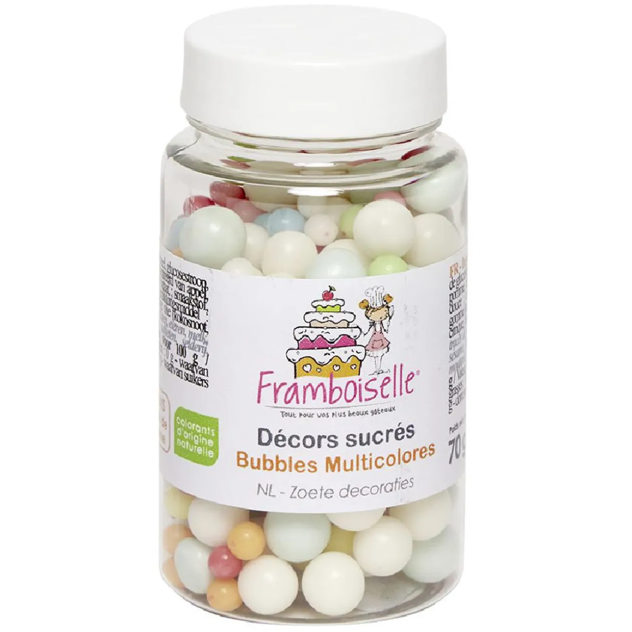 Décor bulle multicolore en sucre 70 g