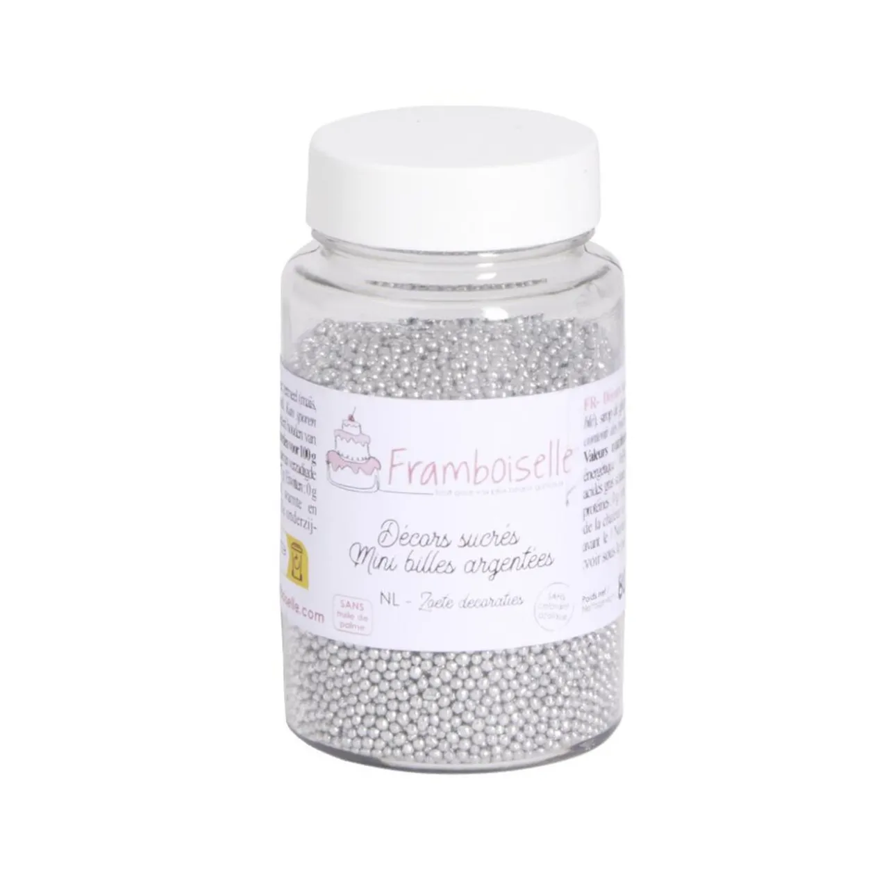 Décoration sucré pâtisserie Framboiselle mini billes argentées