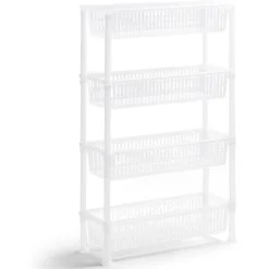 Desserte 4 niveaux plastique transparent 50x19,5xH82cm