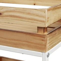 Desserte à roulette en bois design cagette naturel 3 niveaux