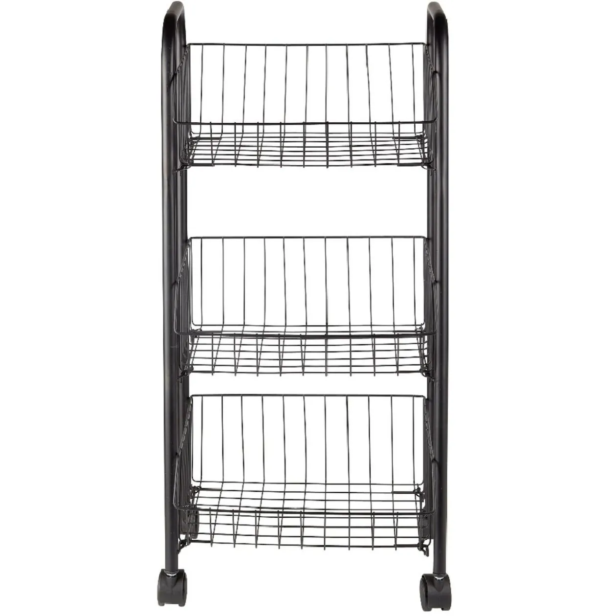 Desserte à roulettes 3 niveaux métal noir