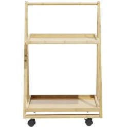 Desserte à roulettes bambou 2 niveaux 50x38xH78cm