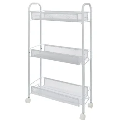 Desserte cuisine 3 niveaux métal blanc