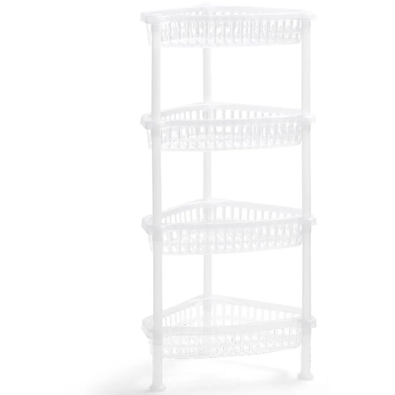 Desserte d'angle 4 niveaux plastique transparent 38x33xH82cm