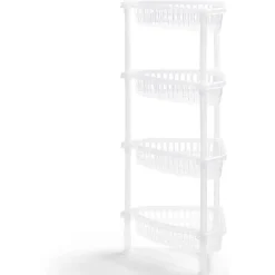 Desserte d'angle 4 niveaux plastique transparent 38x33xH82cm