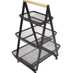 Desserte de cuisine 3 paniers métal noir