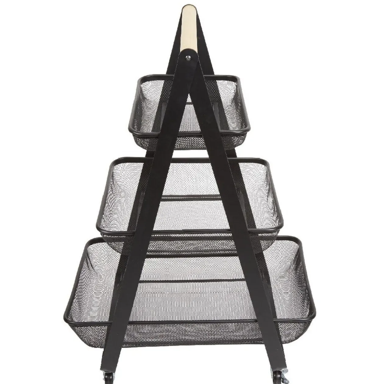 Desserte de cuisine 3 paniers métal noir