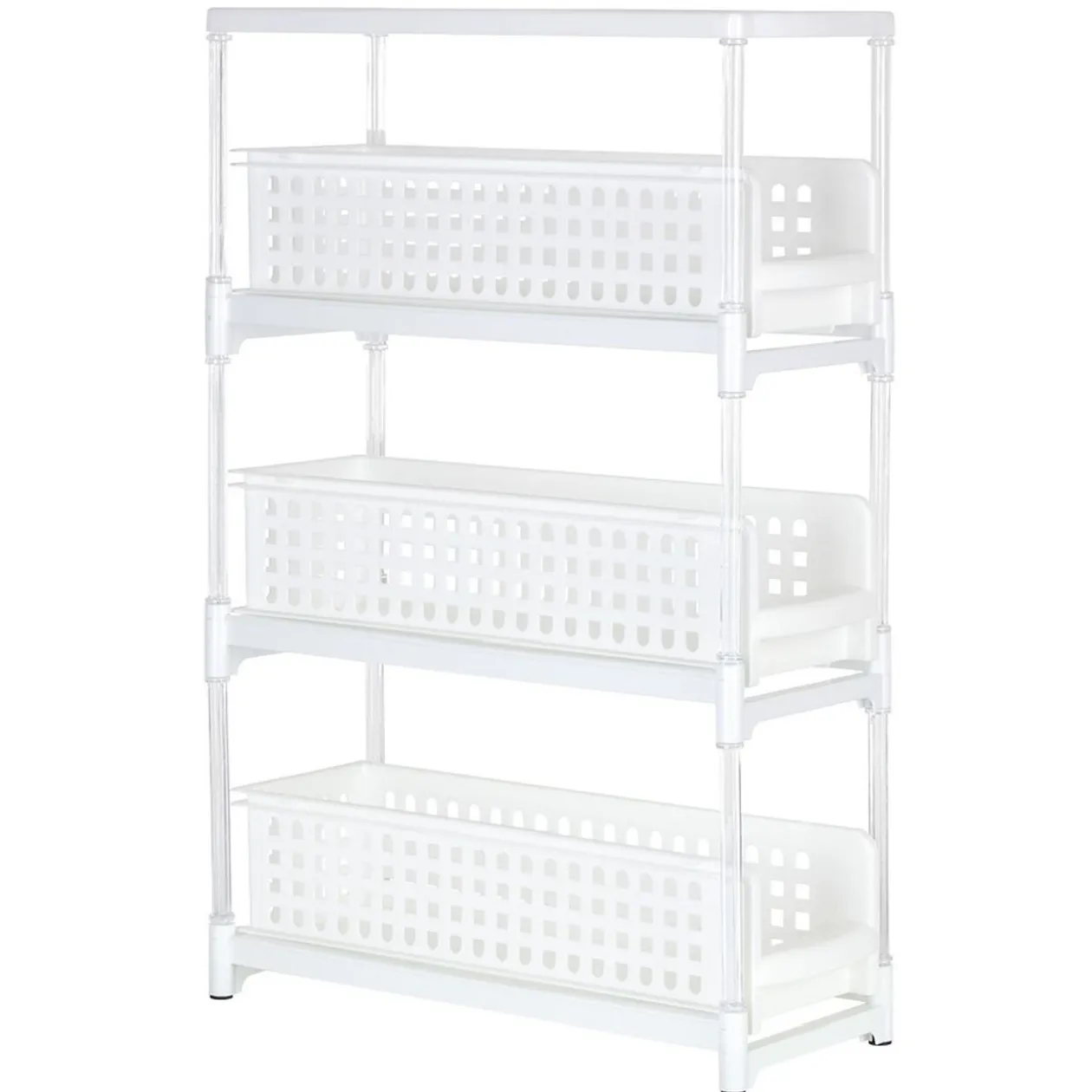 Desserte de cuisine 3 tiroirs coulissants blanc