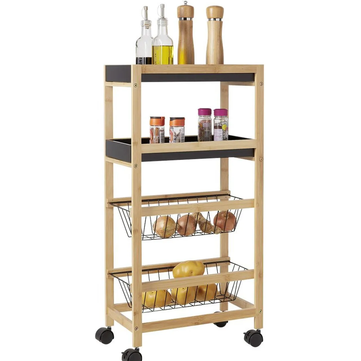 Desserte en bambou 4 niveaux