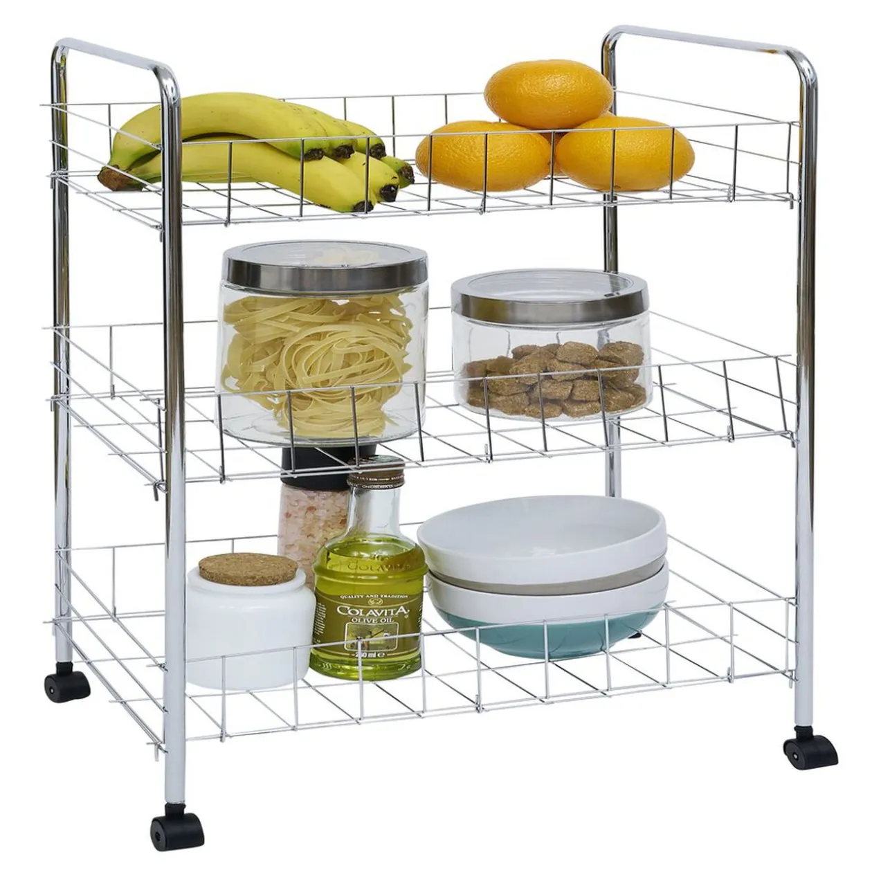 Desserte en métal 3 niveaux - 35,5xH66,5x26cm