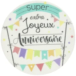 Disque azyme motif joyeux anniversaire 20 g