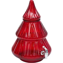 Distributeur à boisson en verre forme sapin rouge 8L