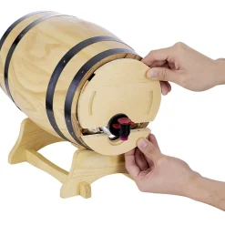 Distributeur à vin tonneau bois sur socle 5,5 L