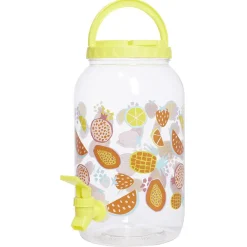 Distributeur de boisson en plastique avec robinet et 4 gobelets