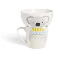 Ensemble bol et mug en porcelaine motif enfant motif koala H15cm