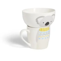 Ensemble bol et mug en porcelaine motif enfant motif koala H15cm