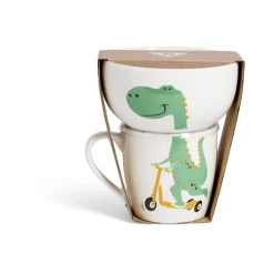 Ensemble bol et mug en porcelaine motif enfant motif dinosaure H15cm