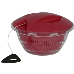 Essoreuse à salade 4 en 1 transparente et rouge
