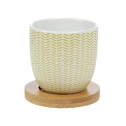 Gobelet à expresso avec sous tasse en bambou x4